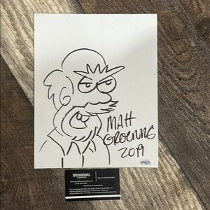 Matt Groening signed autographed 8x10 Canvas Signed Cartoon Sketch Art
